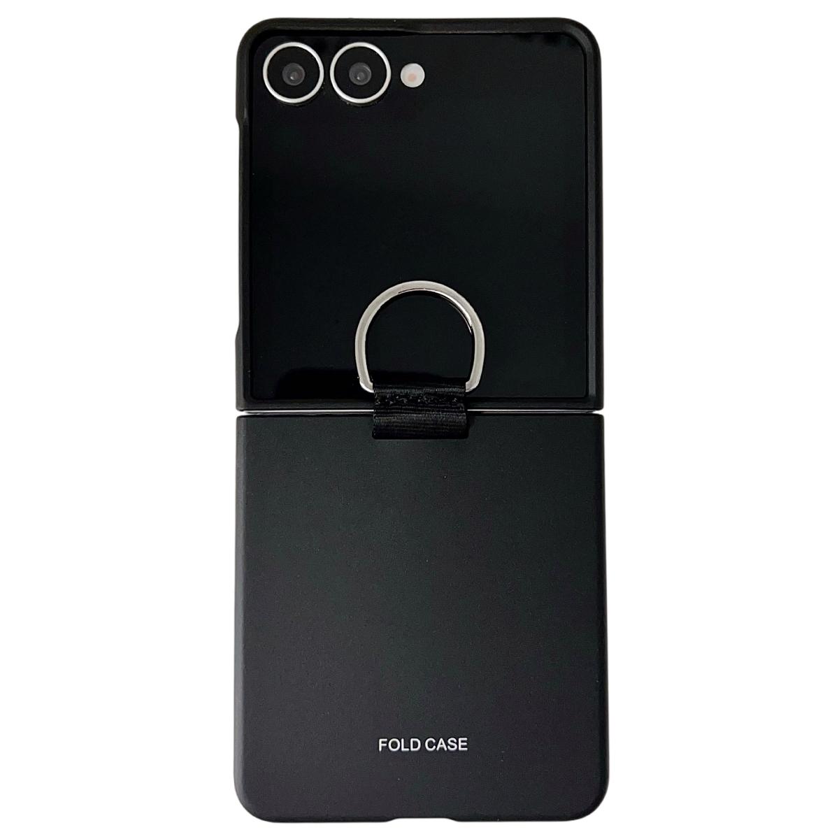 

For Samsung Galaxy Z Flip7 5G Case Ring Holder Anti Drop Rubberized PC Phone Cover Black