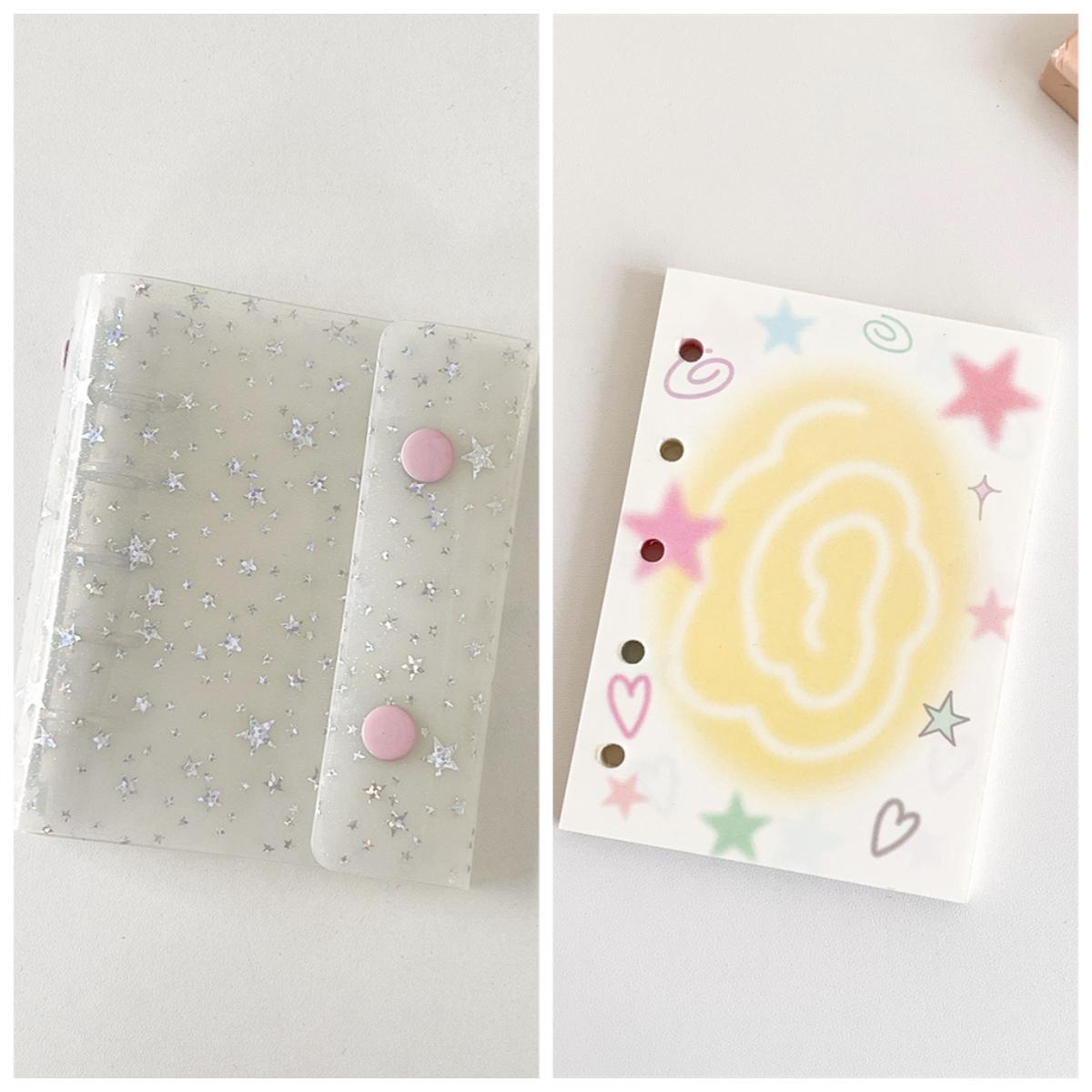 

Transparent and Shiny M5 Star Loose-leaf Notebook for Students Laser-etched and Colorful Girls Double Snap Closure Diary.