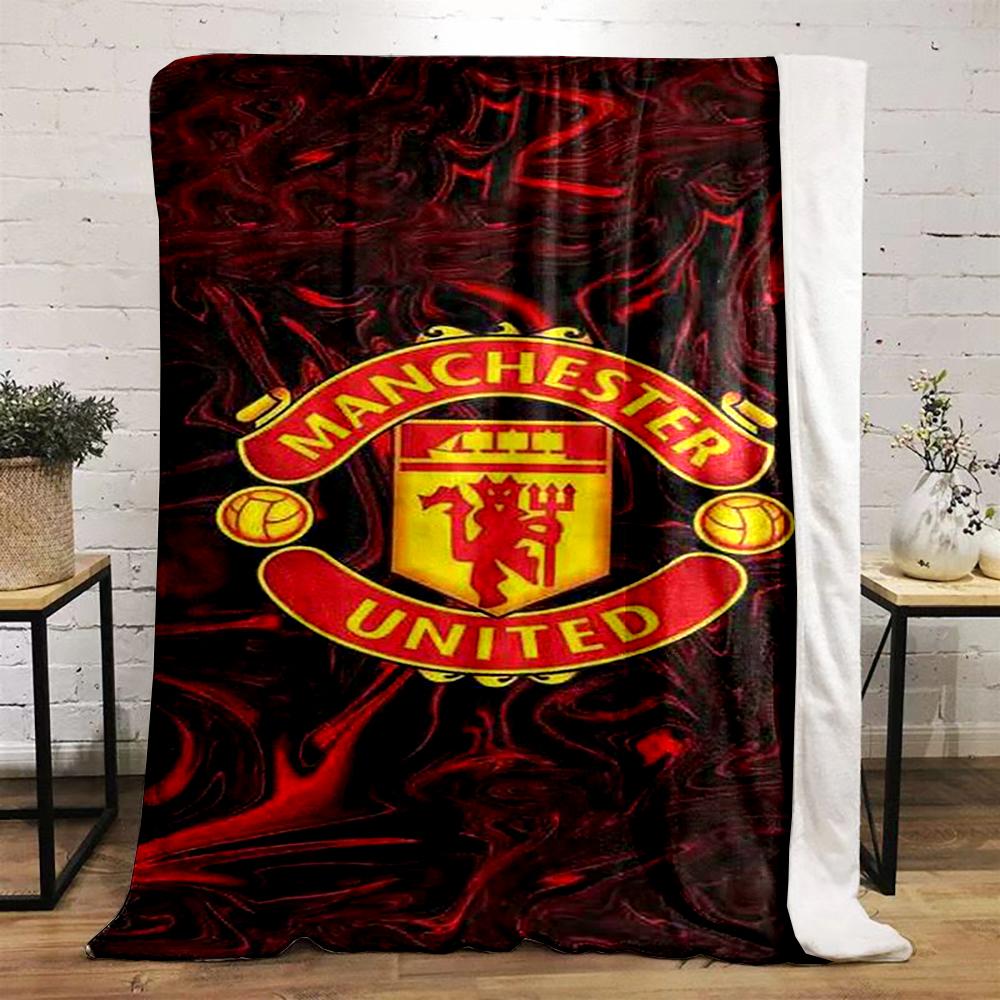 Manchester United Red Swirl Design Blanket Flannel Blanket for Bedroom, Living Room, Sofa, and Nap Sofas.