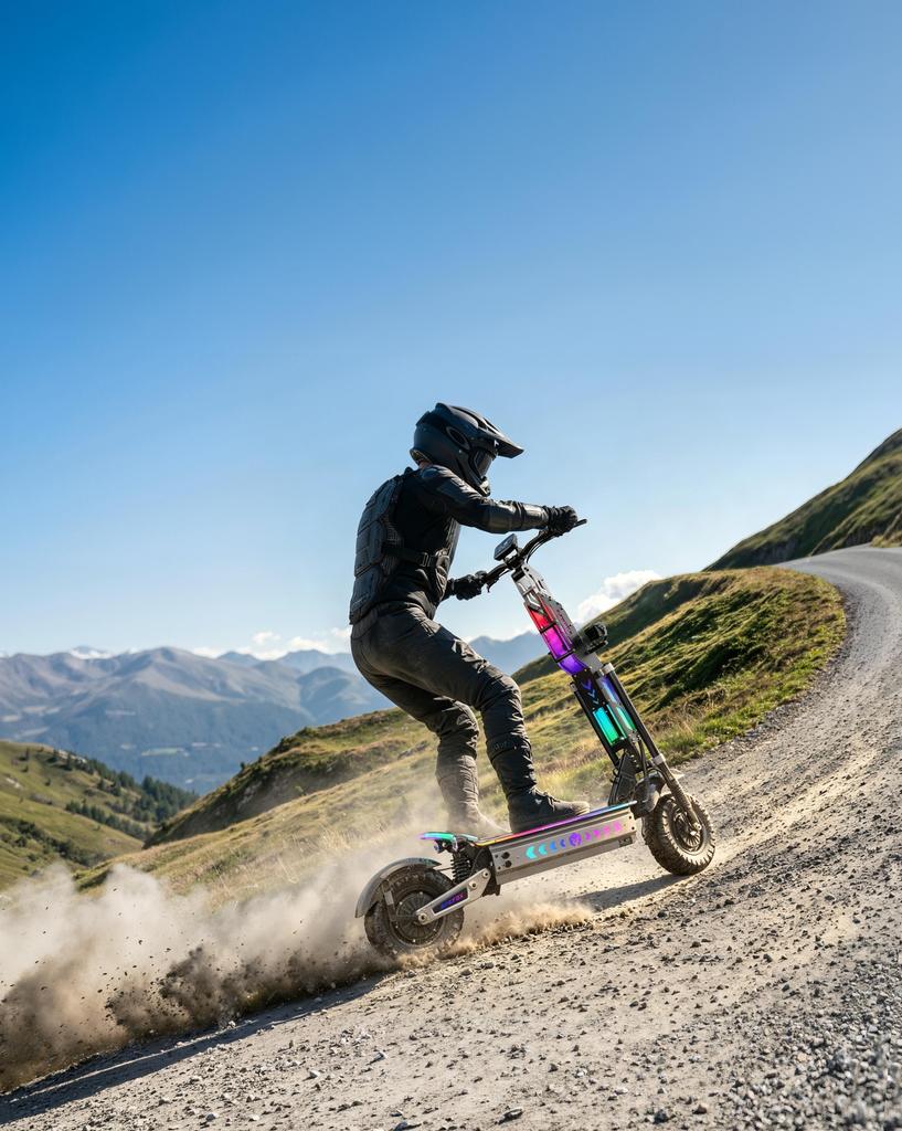 APEFOX T90 Ultra Pneus Off-Road de 13 Polegadas Patinete Elétrico 10000W Motores Duplos 72V40Ah, Freios a Disco Hidráulicos Autonomia 130-150KM Carga Máxima 150kg