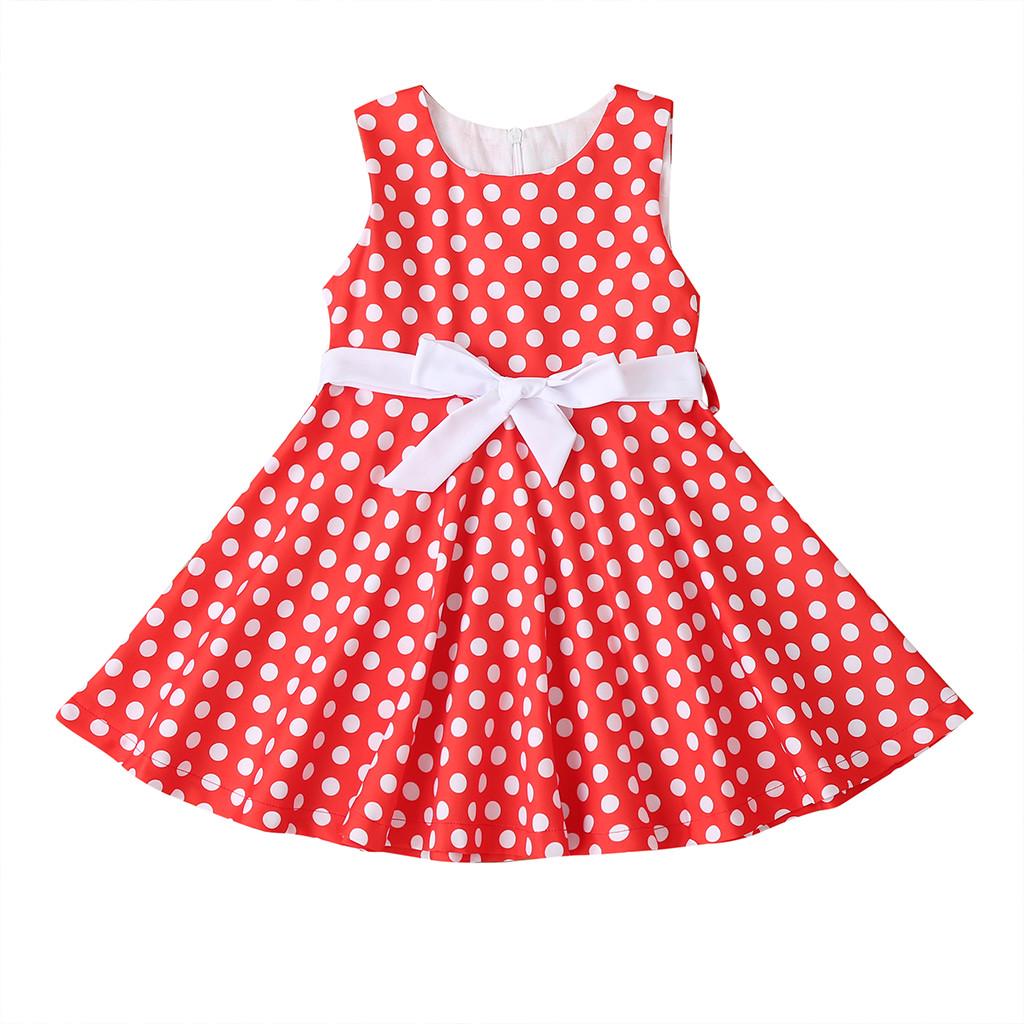 Kids Girls Vintage Dress Polka Dot Princess Swing Rockabilly Party Dresses