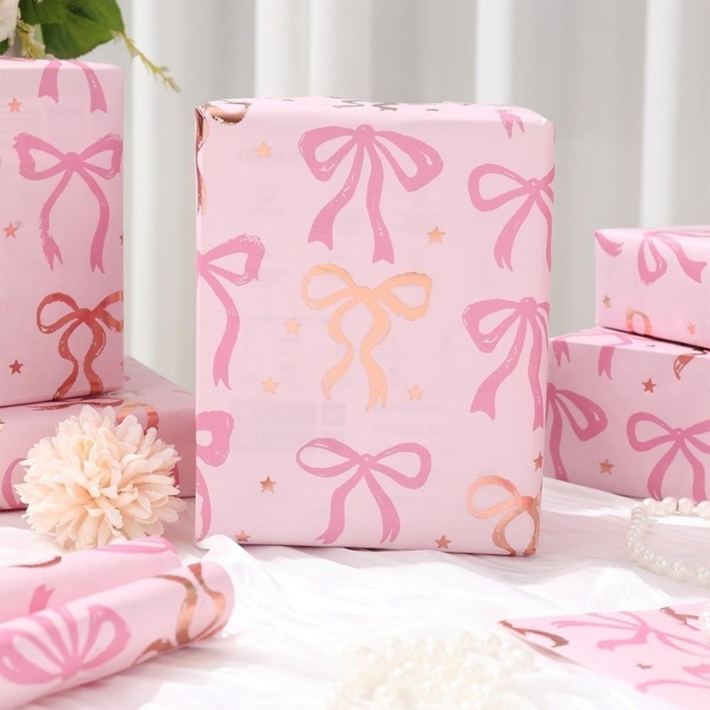 3Pcs Thick Material Bow Themed Wrapping Paper Double-Sided Printing Wrapping Paper Gift Paper Decor