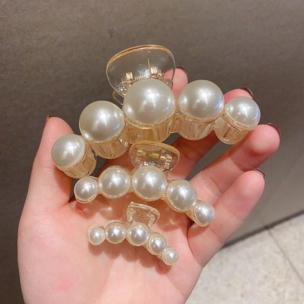 Half-Up Hair Metal Small Side Hair Clip Imitation Pearl Texture Elegant Back of the Head Shark Clip Hair Accessory