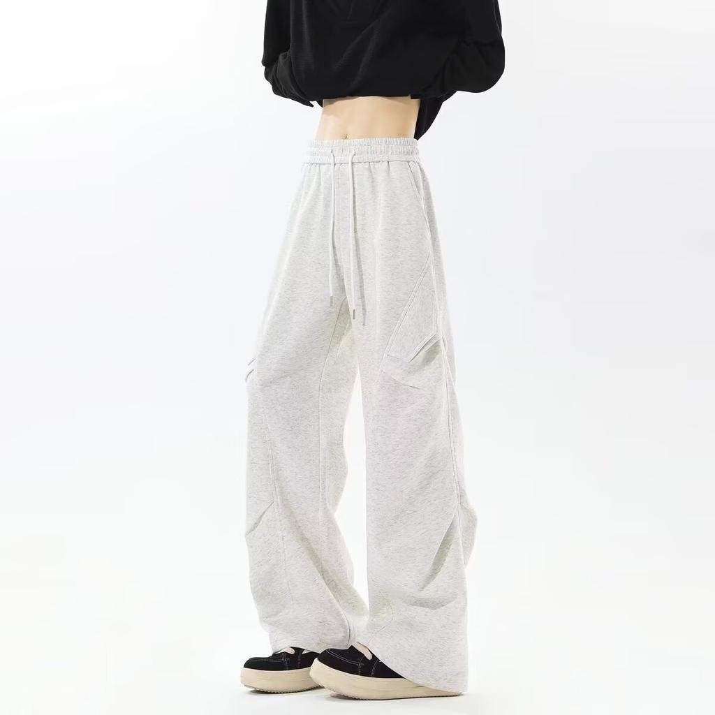 Pleated multi-pocket sweatpants men's and women's thin wide-legged loose new design lazy style versatile casual trousers
