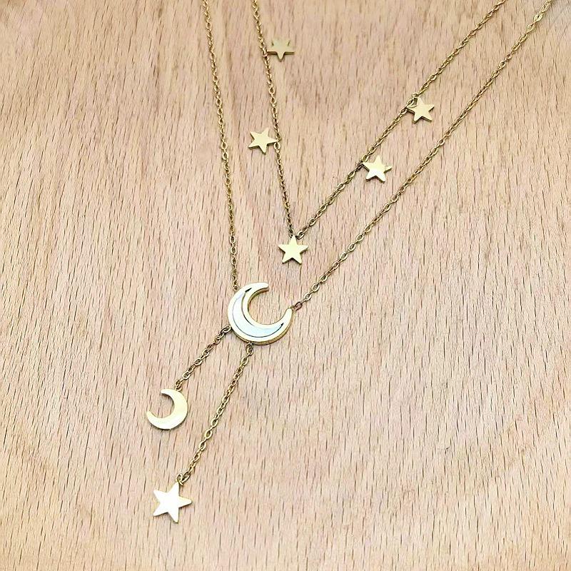 Elegant Women's T-Shaped Titanium Steel Necklace - Light Luxury Style Clavicle Jewelry