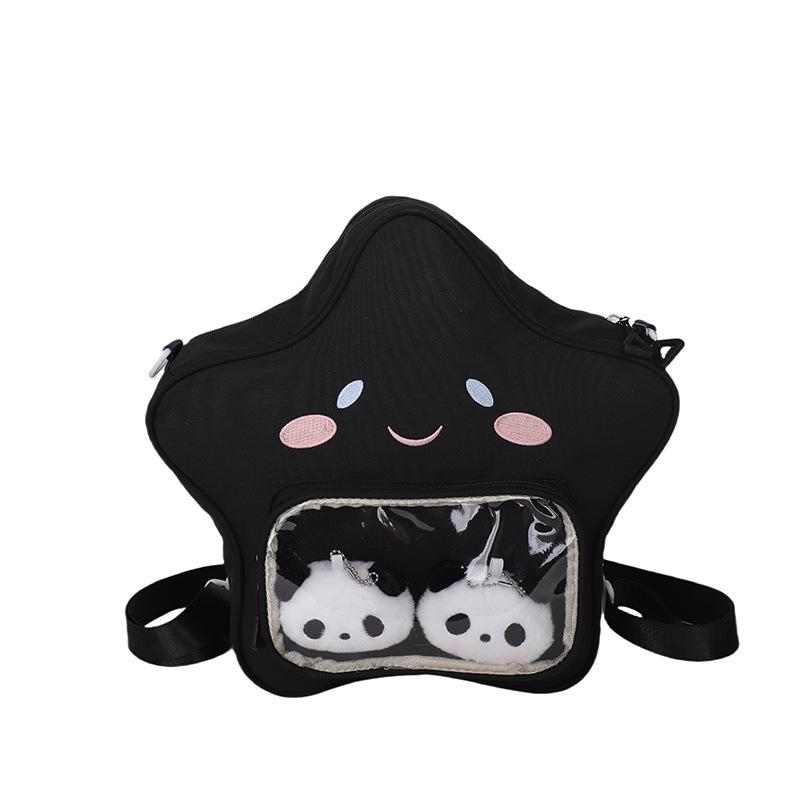 

Cute star canvas backpack 2025 new Mori sweet girl messenger commuter bag trendy transparent jelly bag чорний