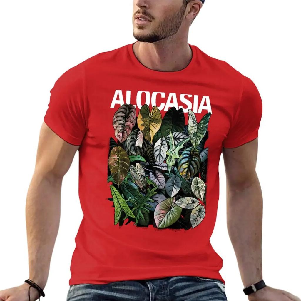 Summer Harajuku Custom T Shirt Heavyweight Informal New Arrival Vintage ALOCASIA JUNGLE Variegated Shirt Boys Whites Funnys Men