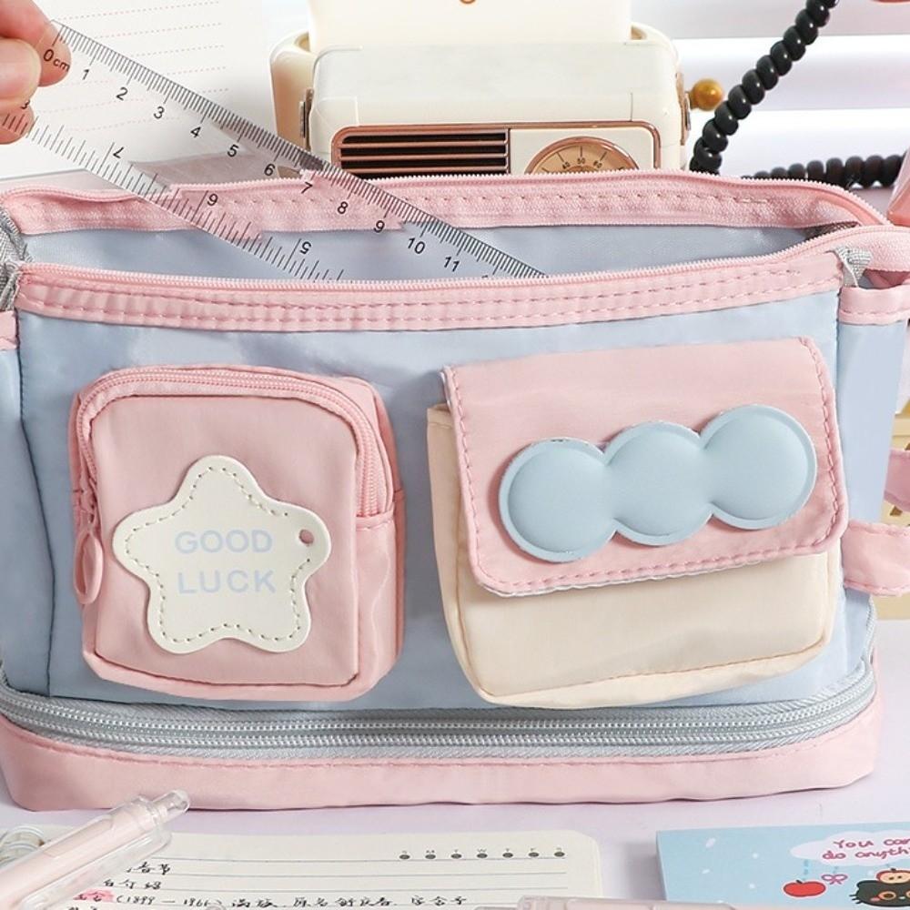 Multilayer Y2K Star Stationery Bag Desktop Storage Ins Pencil Pouch Korean Pencil Case  Office