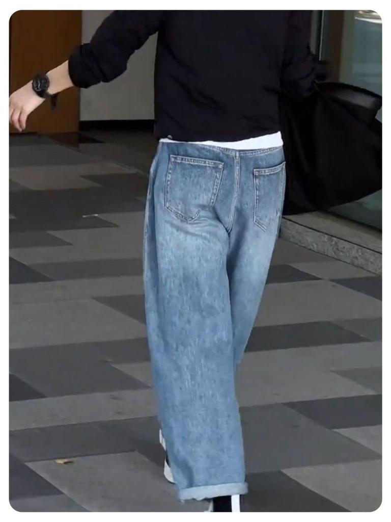 Retro High-Waisted Wide-Leg Jeans for Women - Slimming Petite Nine-Point Straight-Leg Pants