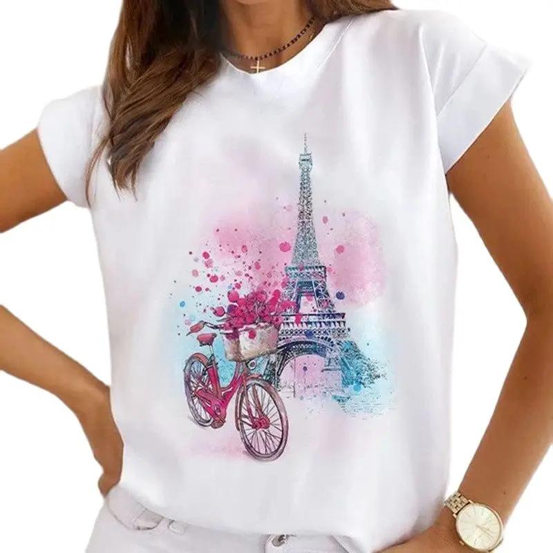 Women's New Fashion City Girl Half Sleeve Basic Cute Clothes T-shirt Graphic T Shirts Y2k Tops Harajuku Vintage Tee