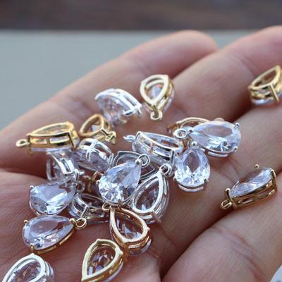 1PC Copper Zircon Water Drop Crystal Zircon Pendant for DIY Jewelry Accessories