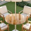 Copritavolo Rotondo da Esterno con Effetto Legno Impermeabile Orlo Elastico Per Patio Giardino Sala da Pranzo
