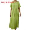 Cotton Linen Pleated Midi Dress With Loose Waist For Casual Wear