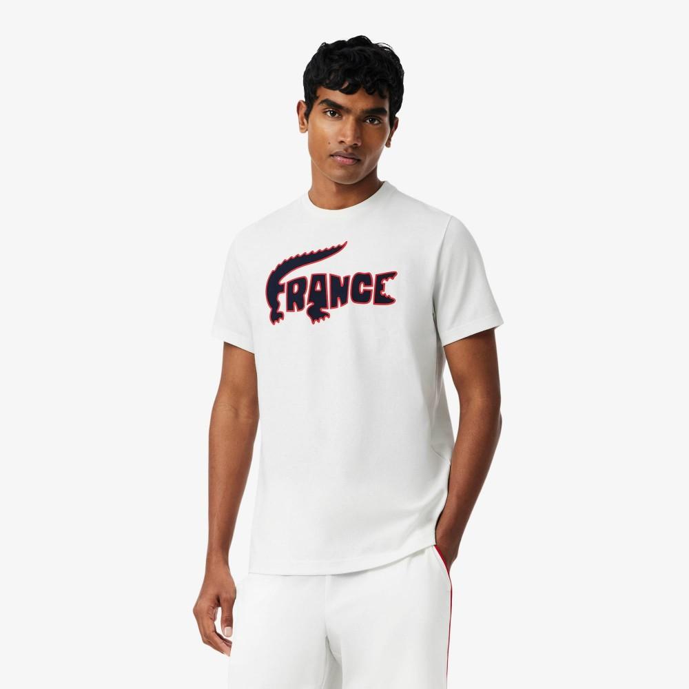 [lacoste] Men s Tennis Tricolor Big Crocodile Short-Sleeve T-shirt TH0471-56G001 00M