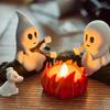 Ghost Campfire Gathering Halloween Nightlight Cute Ghost Figurine Set Small Campfire Light Fun Halloween Decorations Unique Gift