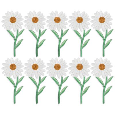 10Pcs White Daisy Cloth Patches Iron On Transfer Appliques Clothing Repairs DIY Decoration