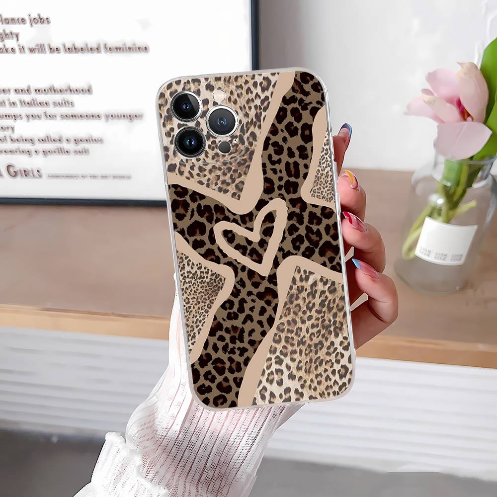 Leopard Cheetah Print Phone Case For IPhone 17 16 11 12 13 14 15 Pro Max Plus Cover Clear Case