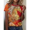 Fashion Women's Clothing High-end Round Neck Cool 3D Print Simple T-Shirts