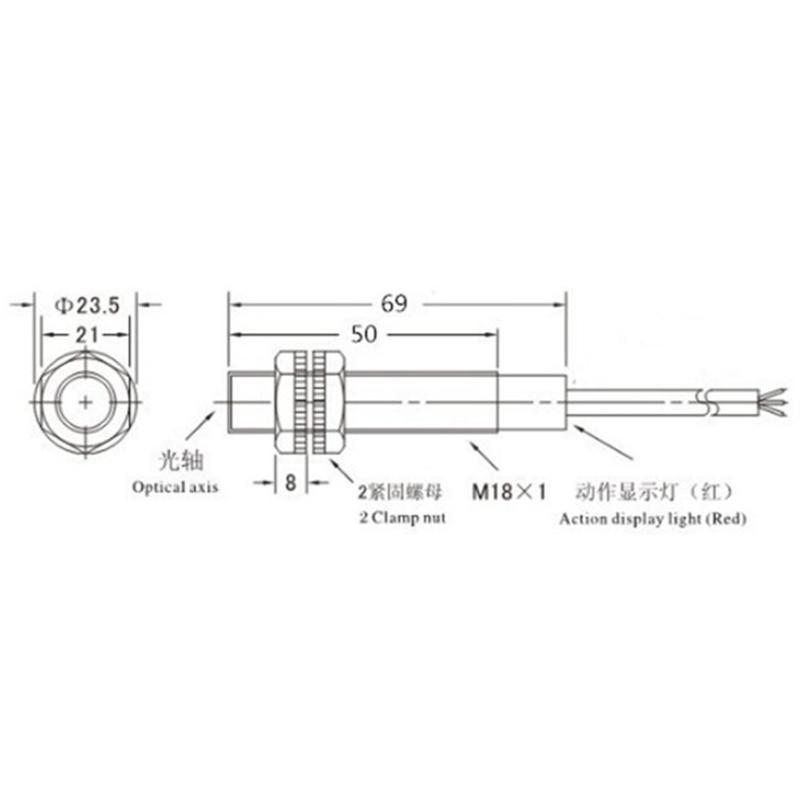 E3F-DS10C4  DC12~24V Photoelectric Switch Sensor Diffuse-reflective Detection Distance 5M AC NO NC