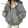 Lady Winter Coat Thick Fleece Lining Loose Hooded Long Sleeves Solid Color Double-sided Wear Zipper Closure Work Dating Travel Jacket