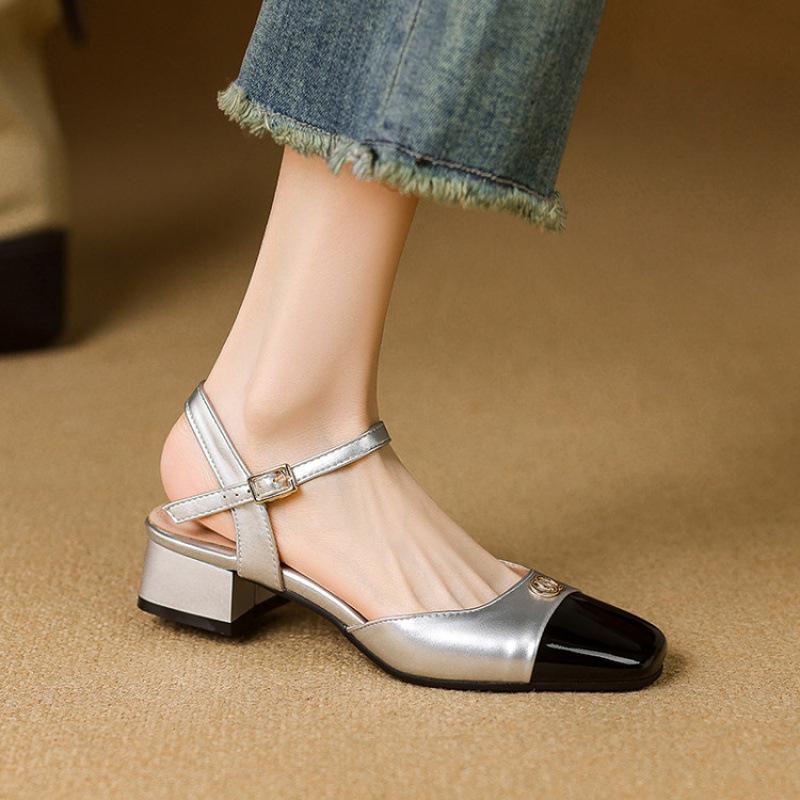 

Summer large size bag head sandals casual square head rear empty sandals color matching rubber soft sole women s shoes new high-heeled sandals 39