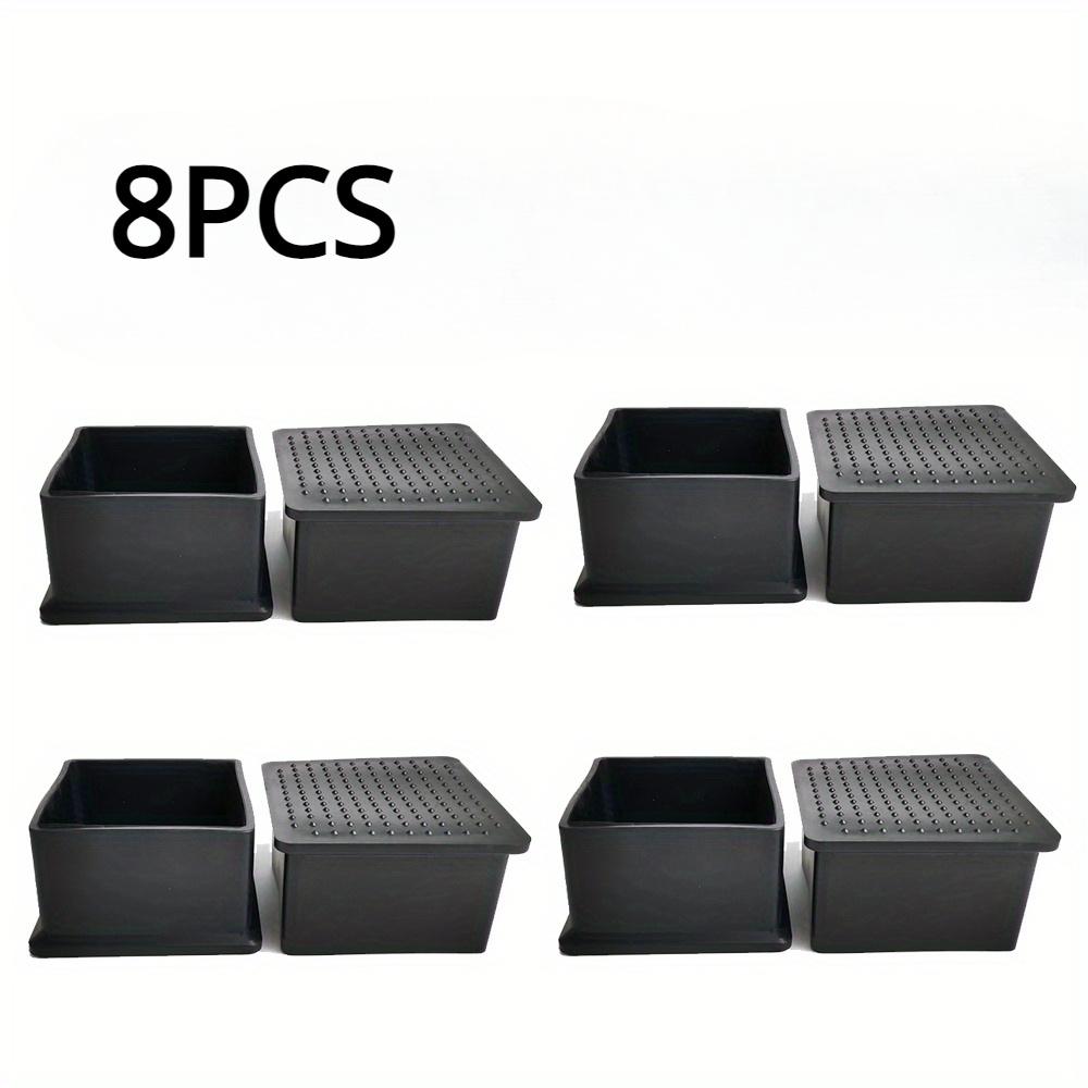

8PCS Black Square PVC Furniture Cups - Plastic Protection Caps with Non-Metal Finish for Pipe, Bolt, Chair, and Table Legs
