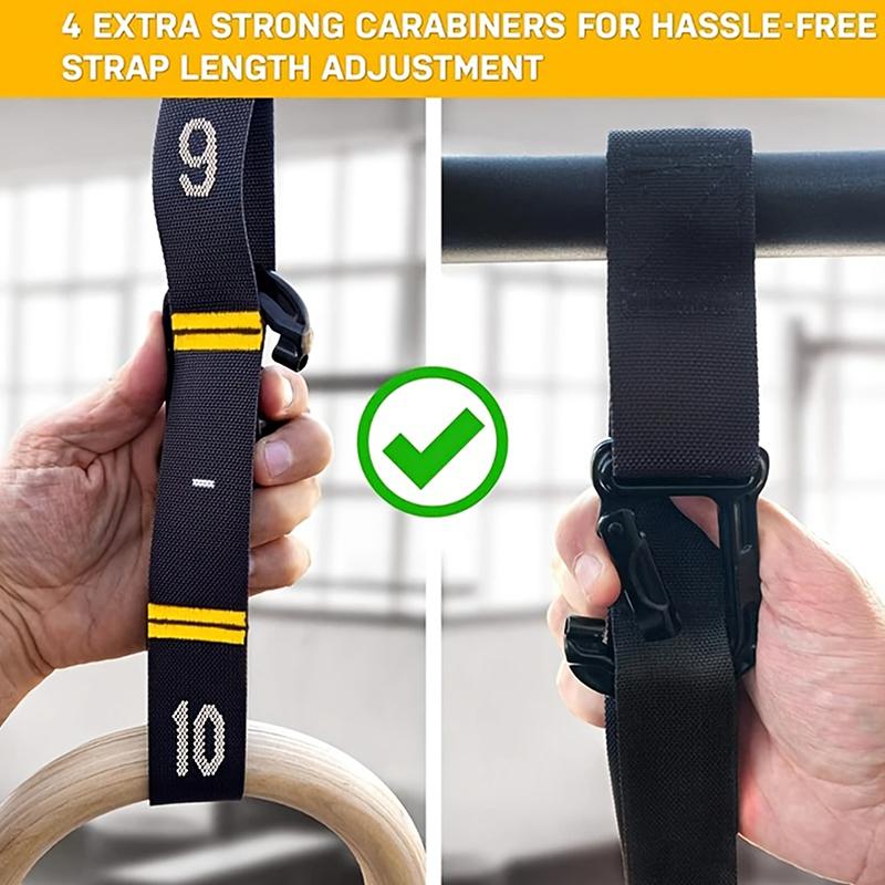 Wooden Home Gym Rings 1/2 Set with Graduated Non-Slip Webbing Ideal for Shoulder Strength Training Calisthenics Exercise