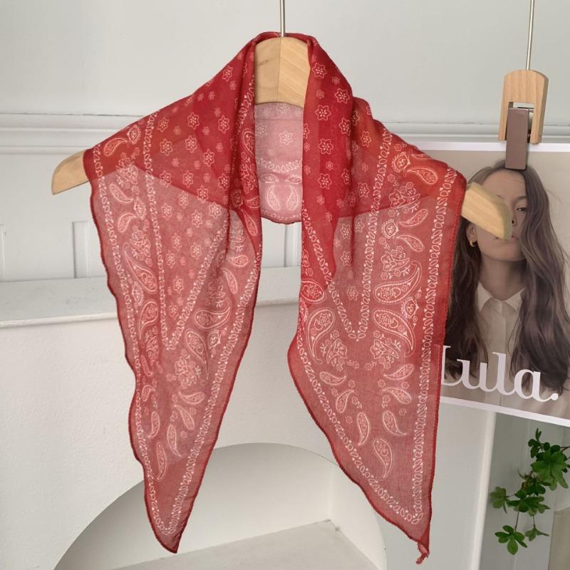 Cashew Flower Silk Scarf, Scarf, New Retro Headscarf, Headband, Jeans, Waist Accessories, Triangular Scarf, Waist Fart Curtain.