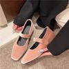 Fashion Spring French Style Square Toe Shallow Mouth Ladies Shoes 2025 New Style with Low Heel Suede Flat Shoes Autumn Women's Shoes