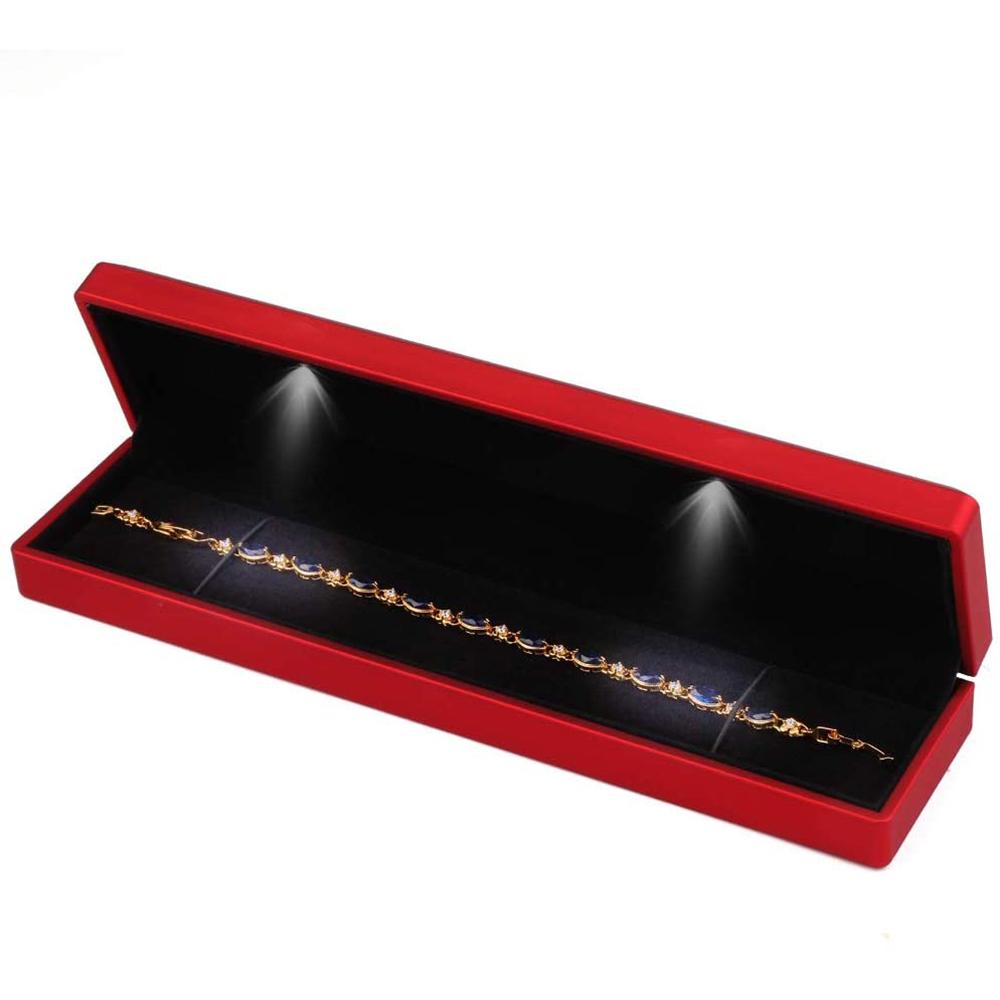 

Jewelry Gift Box LED Blue Necklace Light Bracelet Blue Jewelry LED Necklace For Anniversary Present Jewelry Storage Christmas красный