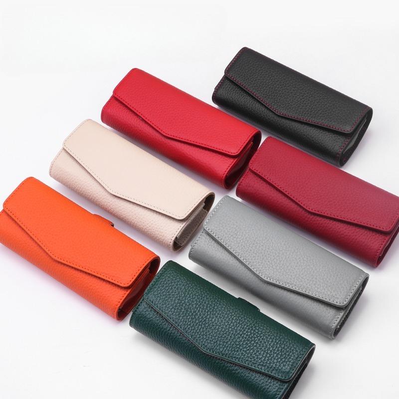 Car Sun Visor Sunglasses Case Hanger Fastener Top layer Cowhide Eyeglasses Holder Card Ticket Storage Box Accessories