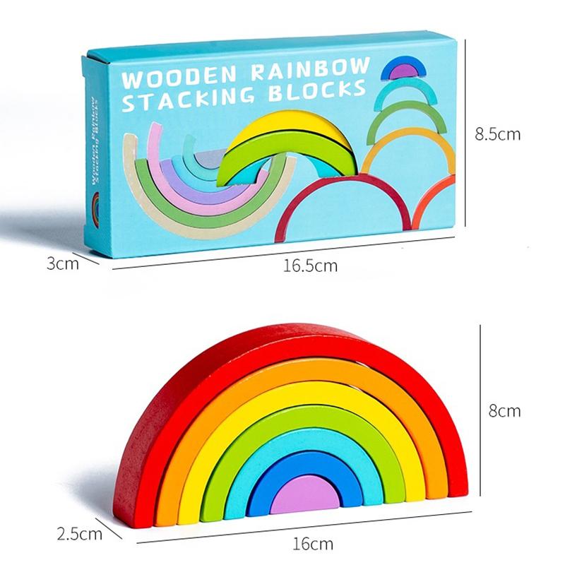 Rainbow Matching Game Montessori Wood Wooden Kids Educational Sensory Toys for Children Baby Young Girls 3 Years Learning Colors