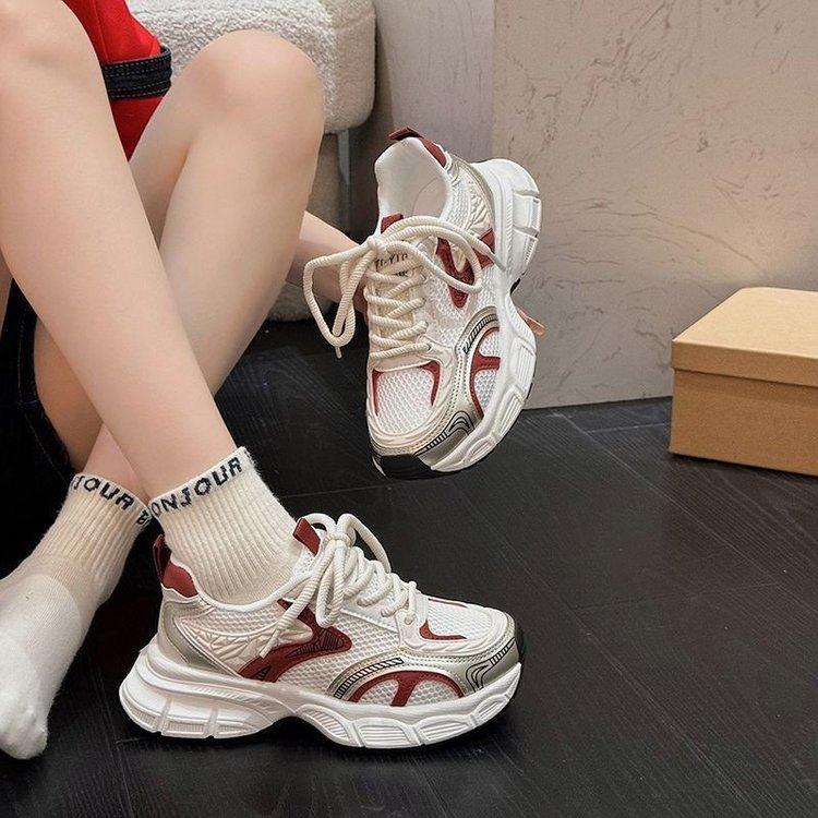Platform dad shoes women's height increase versatile casual shoes 2024 autumn and winter new mesh breathable Korean version sports shoes