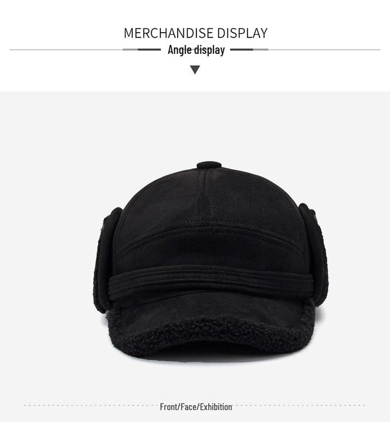 Men's Warm Lei Feng Hat: Velvet, Ear Protection, Outdoor Leisure, for Dad and Elderly, Thickened for Autumn and Winter
