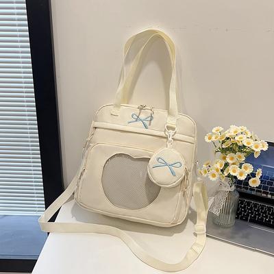 Bow Shoulder Bag Comic Show Transparent Cute Two-dimensional Messenger Bag Student Class Tutoring Bag Woman