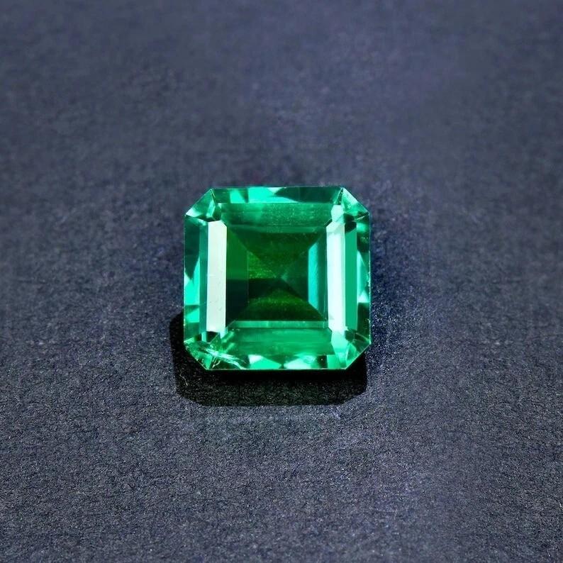 Natural Green Colombian Emerald Certified Asscher Cut 9x9 MM Loose Gemstone