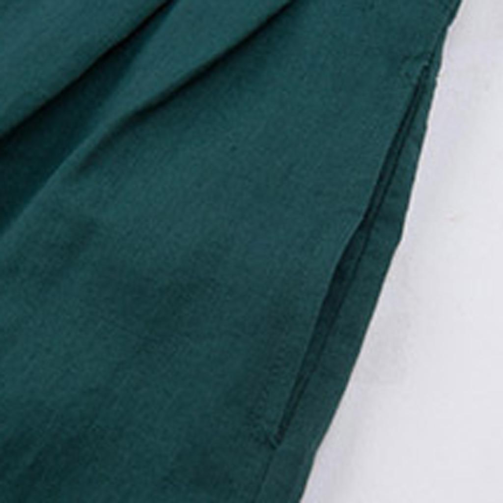 Women Cotton Linen Short-sleeved Loose Casual Midi