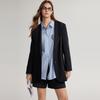 ELLE Francuski Design Jednolity Kolor Minimalistyczny Blazer z Kapturem Luźny Casualowy Garnitur Damskie marynarki Czarne EX49558