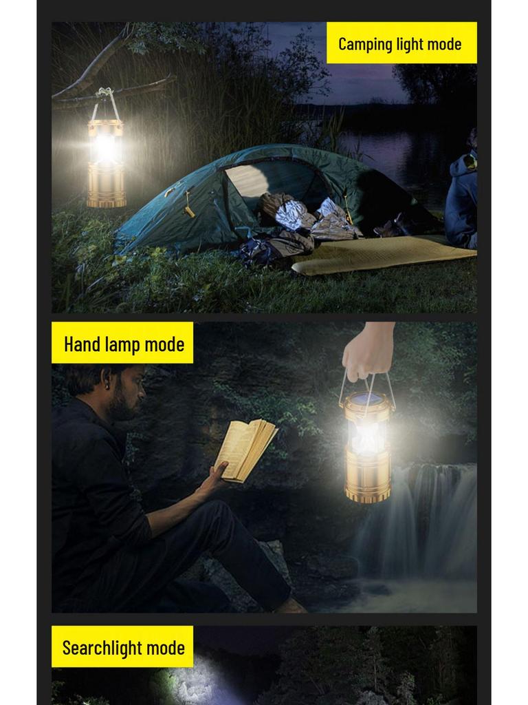 God Fish Solar Rechargeable Camping Lantern - Multifunctional, Super Bright Kerosene Lamp for Indoor/Outdoor Use