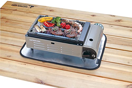 Captain Stag UF-37 Folha Resistente ao Calor para Fogareiros a Gás, Larga, 450 x 330mm, Prateada