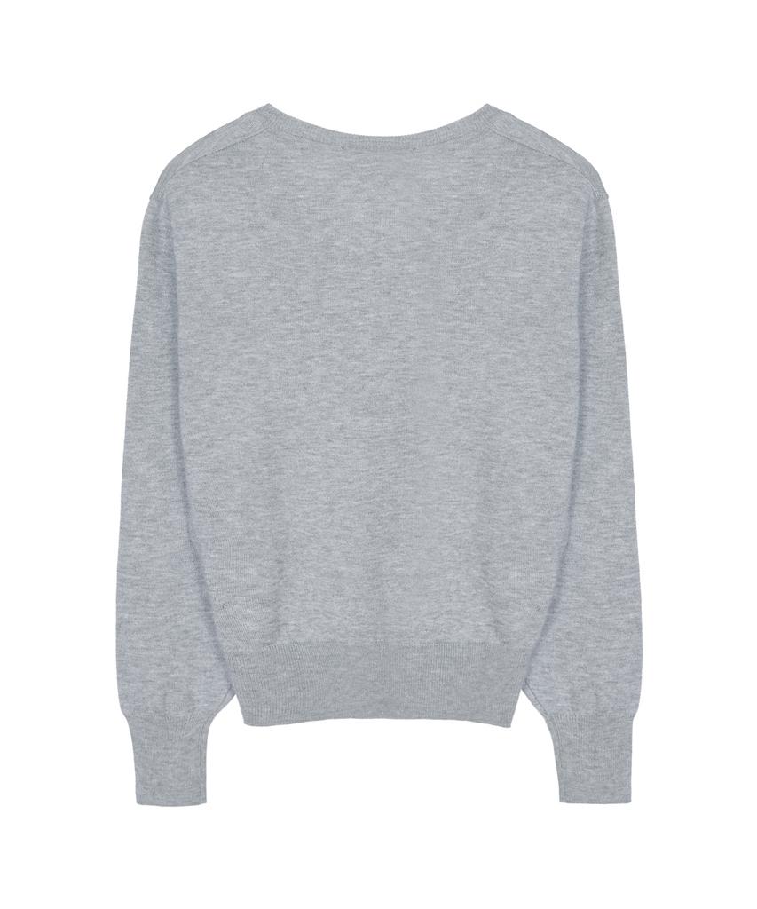 Nigaennikol Butterfly V Neck Jacquard Knit_Gray
