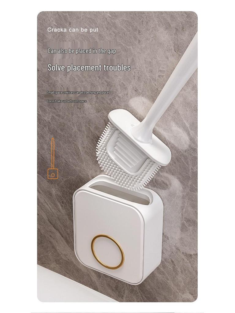 Luxury Wall-Mounted Silicone Toilet Brush Set - No Dead Angle Design
