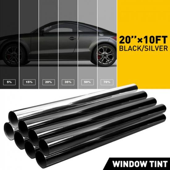 5% 15% 25% 35% VLT Uncut Window Roll Tint Film In FT Feet Car Office Commercial Black VLT 5%