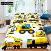 Cartoon-Auto-LKW-BaggerJunge Kinderdecke Durex Twin Full King Size 3-teiliges Bettbezug-Bettwäsche-Set Tagesdecke 200 x 200 240 x 220