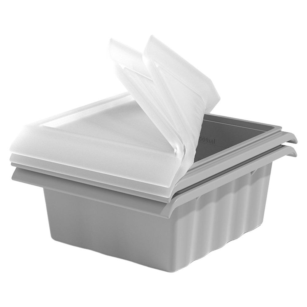 

Durable 1/2 Grids Ice Cube Mold with Lid Silicone Food Freezing Molds Reusable Extra Large Ice Mold