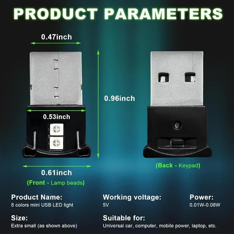 Mini USB LED Light Car USB LED Interior Atmosphere Light Adjustable Brightness Laptop Keyboard Home Office Decoration Night Lamp