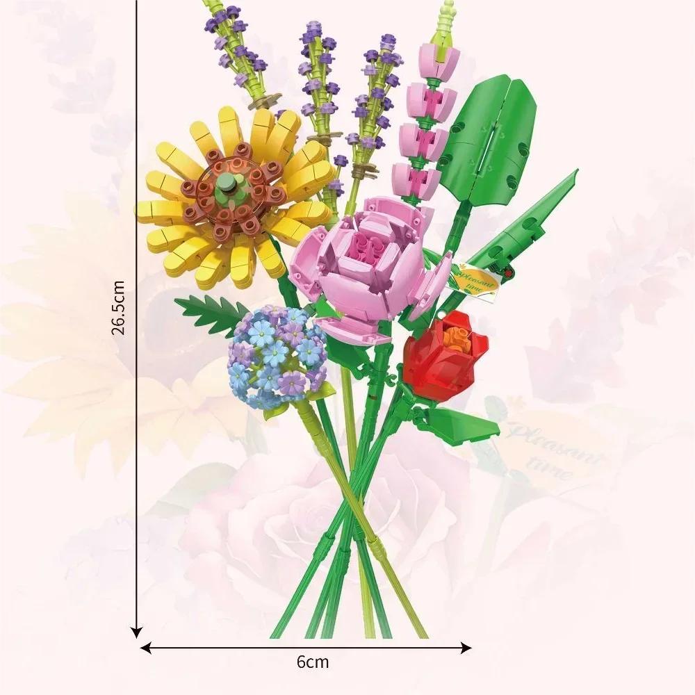 KNEW BUILT Mini Flower Bouquet 3D Model Building Blocks Ideal Holiday Party Gift for Girls or Versatile Decoration Kids Toys