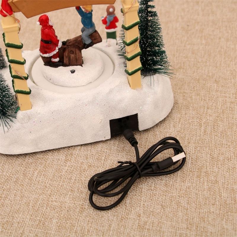 Ecological Friendly Resin Rotating Music Box Christmas Decors with Builts In Music Player and Ambients Lighting Systems