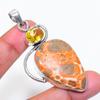 Natural Pilbara Jasper, Citrine 925 Sterling Silver Jewelry Pendant 2.60" ZS-586