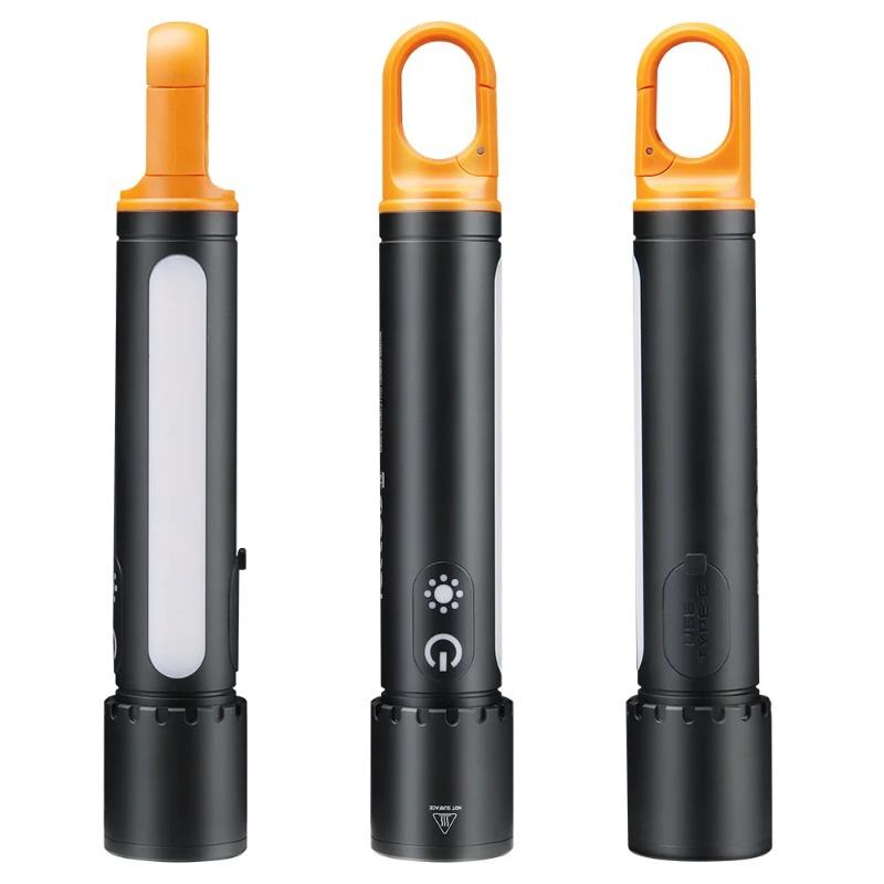 LED Zoom Flashlight Portable Outdoor Multifunctional Flashlights Keychain Rechargeable Torch Light with Light Sidelight